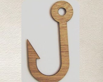 Fish Hook / Fishing  (Large ) Wood Cut Out -  Laser Cut