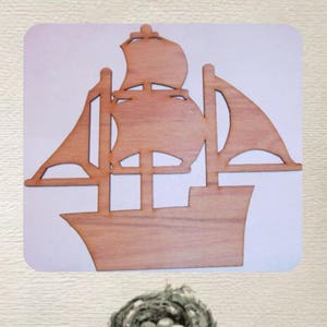 Pirate Ship  -  (Large ) Wood Cut Out -  Laser Cut