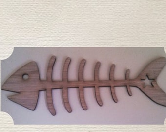 Fish Bone Cut Out (Medium)  Laser Cut Wood