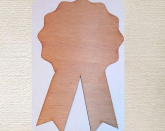 Ribbon, Award, Blue Ribbon ( Small) Wood Cut Out - Laser Cut