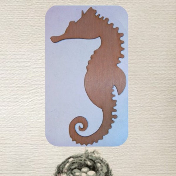 Cute Solid Seahorse (Medium) Wood Cut Out - Laser Cut