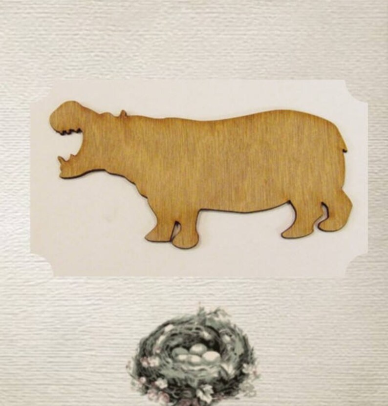 Hippopotamus / Hippo Small Wood Cut Out Laser Cut image 1
