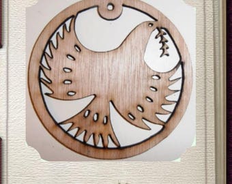 Dove With Olive Branch Ornament - Laser Cut Wood