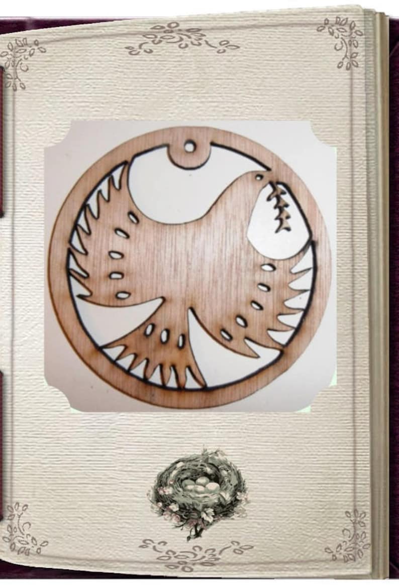 Dove With Olive Branch Ornament Laser Cut Wood Etsy