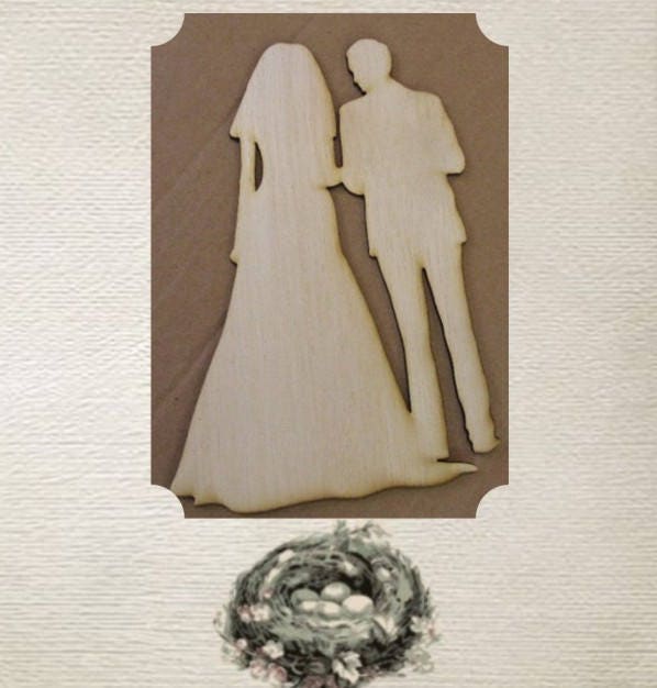 Wedding Couple - Laser Cut Out Unfinished Wood Shape Craft