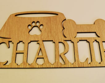 Dog Bowl Monogram/ Pet Decor/  Laser Cut Wood