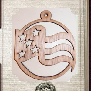 Patriotic Christmas Ornament - Laser Cut Wood