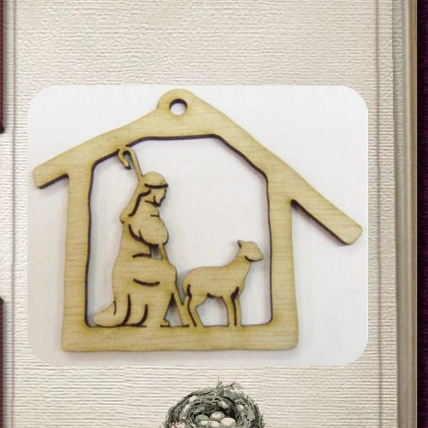 Nativity Shepherd Ornament - Laser Cut Wood