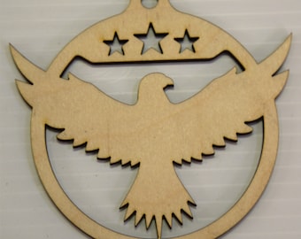 Patriotic Eagle / USA Ornament -  Laser Cut Wood