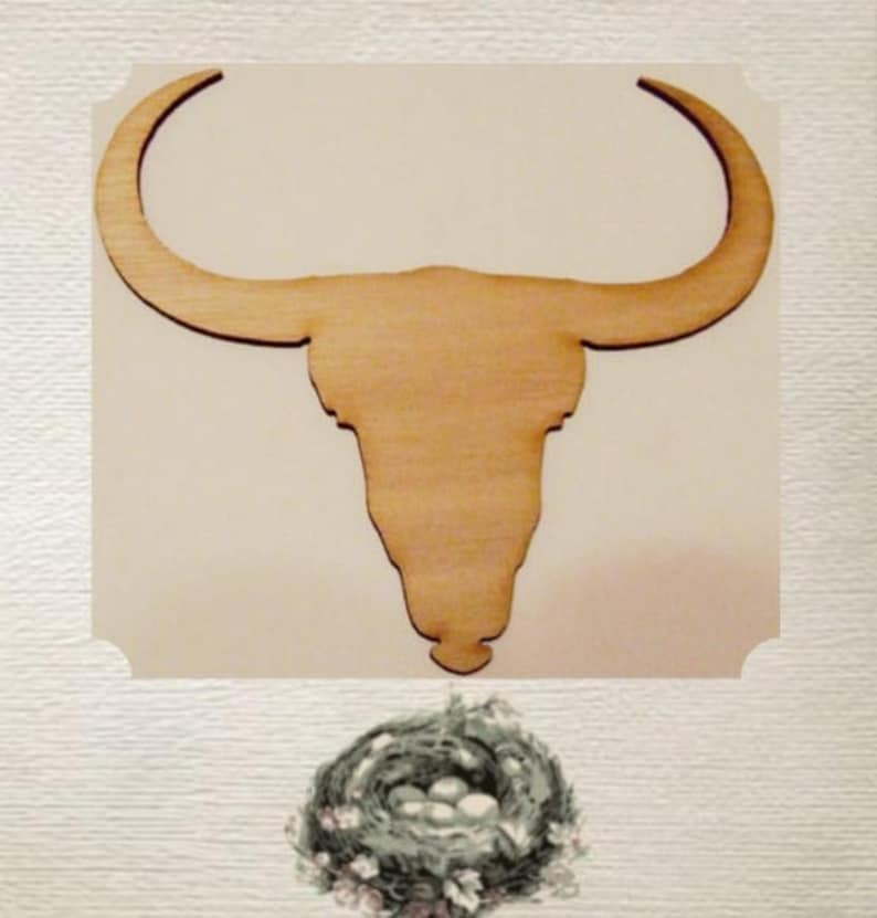 Long Horn Steer Bull Cow Skull wood cut out Laser Cut