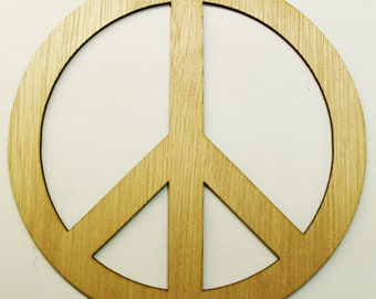 Peace Sign - Laser Cut Wood - Large