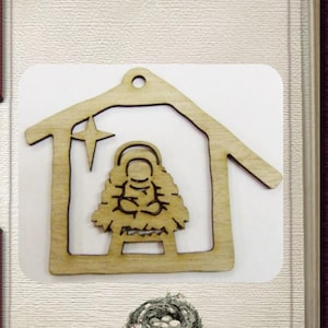 Nativity Manger Ornament - Laser Cut Wood