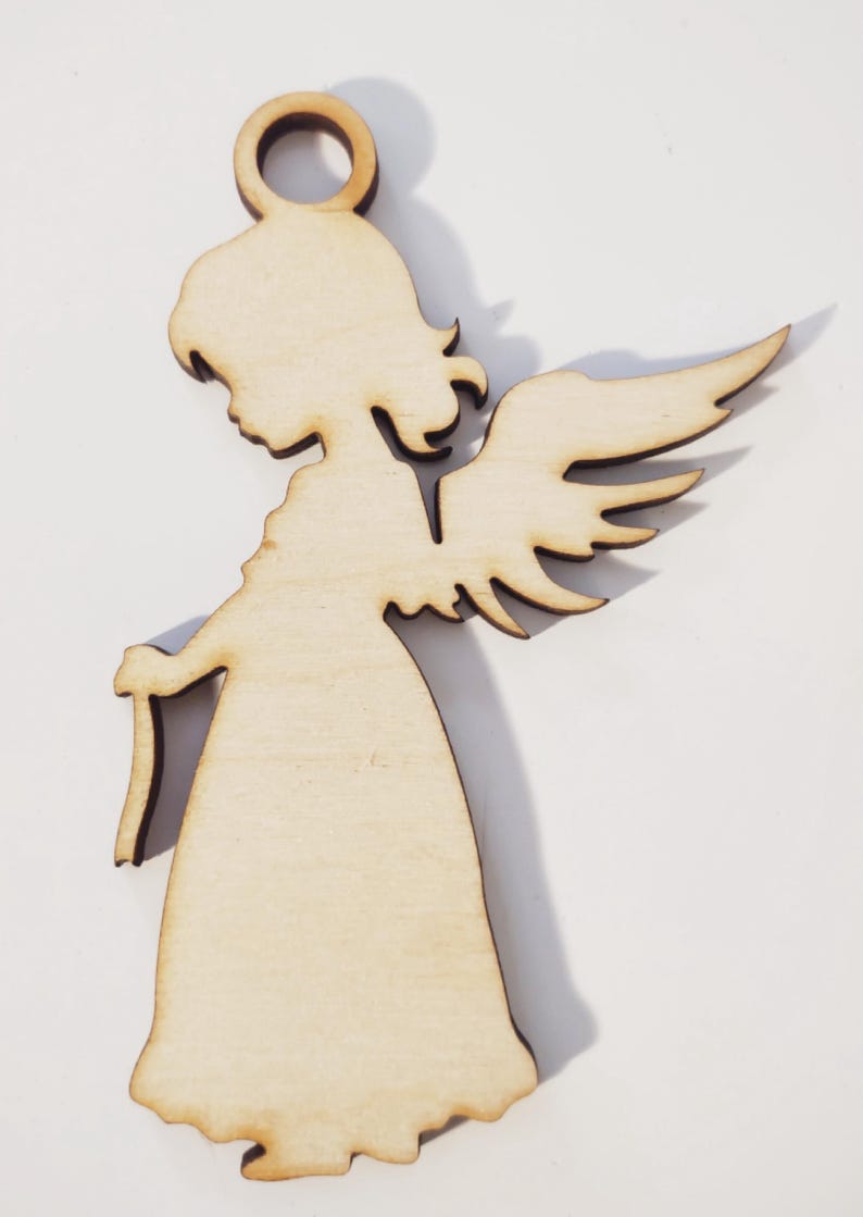 Little Girl Angel Ornament / Laser Cut Wood Etsy