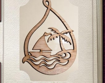 Beach / Palm Tree / Sail Boat Ornament - Laser Cut Wood