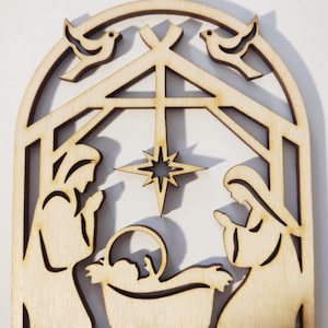 Nativity Ornament/ Arch Shaped / Laser cut wood