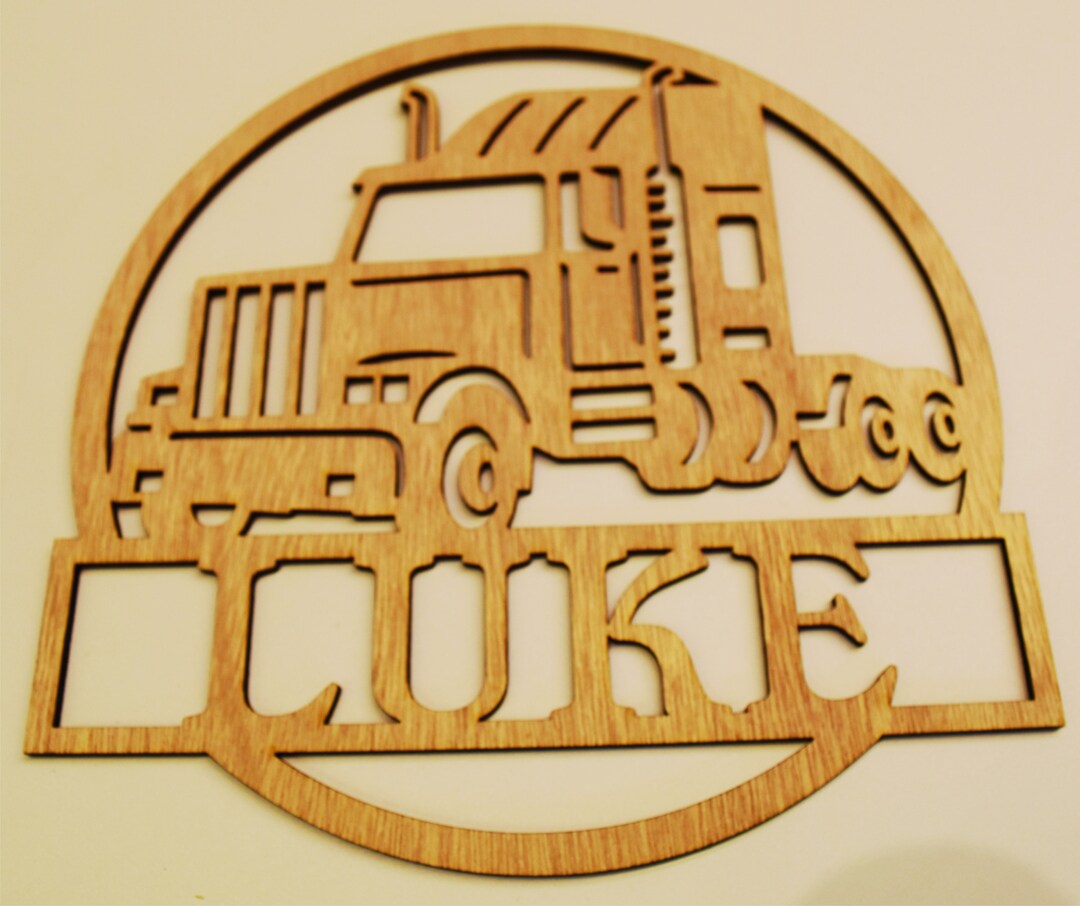 Multilayer Sign Tractor Truck/ Tractor Trailer/ Monogram or Sign - Laser Cut Wood - Large ...