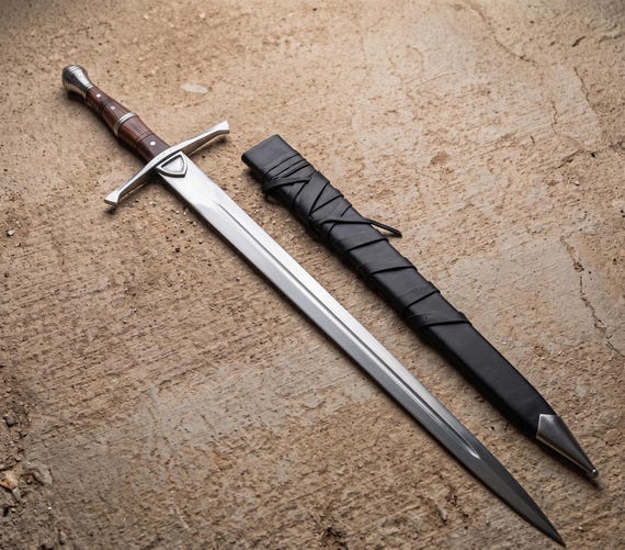 Hand Forged Medieval Longsword, 5160 Carbon Steel, Rosewood Handle, Display Sword, Gift for Him
