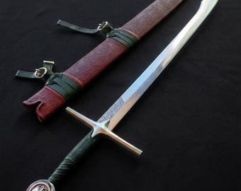 Espada Falchion forjada a mano, acero de alto carbono, espada medieval de un solo filo, vaina de cuero, espada de caballero europeo, regalo de coleccionista para cosplay