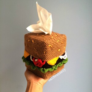 Custom-made Cheeseburger Tissue Box Cozy Including Tissue Box as feat. on Etsy FB Etsy Newsletter BuzzFeed image 2