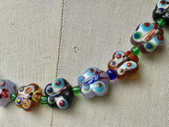 Distinctive Handmade Multi Colored Butterfly Mura… - image 5