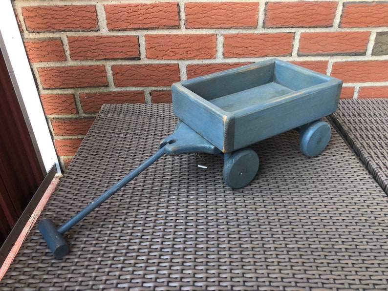 Vintage Blue Wooden Wagon for Dolls Plush Toys Handmade by Etsy