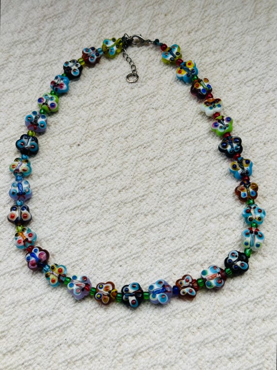 Distinctive Handmade Multi Colored Butterfly Mura… - image 2