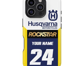 Husqvarna Tough MagSafe Handyhülle Personalisiert mit Name und Nummer Dirtbike Motocross Geschenk