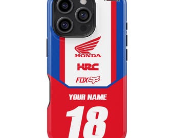 HONDA Tough MagSafe Handyhülle Personalisiert mit Ihrem Namen und Ihrer Nummer Dirtbike Motocross Geschenk