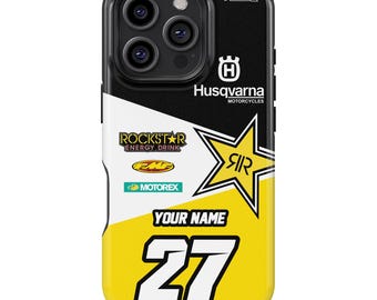 Husqvarna Tough MagSafe Handyhülle Personalisiert mit Name und Nummer Dirtbike Motocross Geschenk