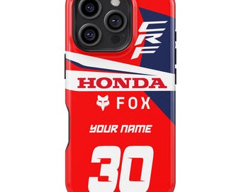 HONDA Tough MagSafe Handyhülle Personalisiert mit Ihrem Namen und Ihrer Nummer Dirtbike Motocross Geschenk