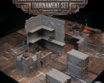 WTC FOLDABLE INDUSTRIAL - Compatible with Warhammer 40k 10th & 11th Ed., Kill Team - Grimdark Tournament Terrain, 28mm 32mm Sci-Fi Scenery