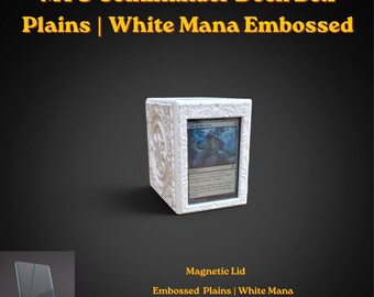 Caja para mazos Plains MTG White Mana / Commander EDH Vault / Magnetic Vault / Más de 100 cartas con doble funda / Para Magic the Gathering