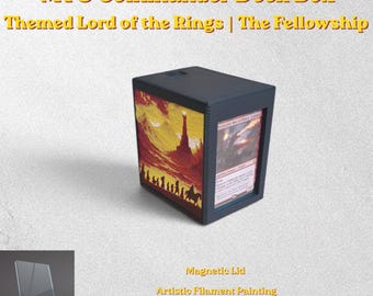 Caja para mazos con temática de El Señor de los Anillos / La Comunidad del Anillo MTG Commander EDH Vault / Magnética / Más de 115 cartas con doble funda / Magic the Gathering / TCG