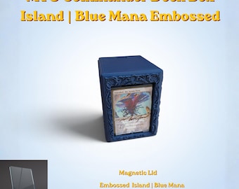Caja para mazos Island MTG Blue Mana / Commander EDH Vault / Magnetic Vault / Más de 100 cartas con doble funda / Para Magic the Gathering