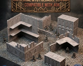 WTC FOLDABLE CATHEDRAL - Compatible with Warhammer 40k 10th & 11th Ed, Kill Team - Grimdark Tournament Terrain Set, 28mm 32mm Sci-Fi Scenery