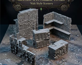 WTC FOLDABLE NIDS - Compatible with Warhammer 40k 10th & 11th Edition, Kill Team - Grimdark Tournament Terrain, 28mm 32mm Sci-Fi Scenery