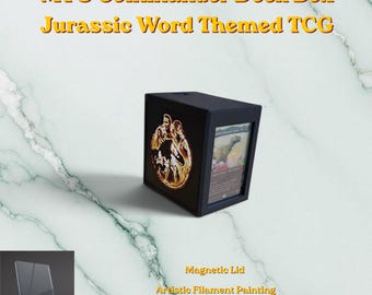 Caja para mazo de Commander de MTG de Jurassic Park / Arte de T-Rex, cierre magnético, más de 115 cartas con doble funda.