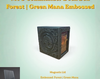 Caja para mazos de Magic: The Gathering Forest con maná verde / Comandante EDH / Caja magnética / Más de 100 cartas con doble funda / Para Magic: The Gathering