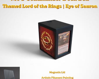 Caja para mazos con temática de El Señor de los Anillos / Ojo de Sauron MTG Commander EDH Vault / Magnética / Más de 115 cartas con doble funda / Magic the Gathering / TCG