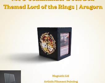 Caja para mazos con temática de El Señor de los Anillos / Aragorn Commander EDH Vault / Magnética / Más de 115 cartas con doble funda / Magic the Gathering / TCG
