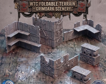 WTC FOLDABLE ORCS - Compatible with Warhammer 40k 10th & 11th Edition, Kill Team - Grimdark Tournament Terrain Set, 28mm 32mm Sci-Fi Scenery