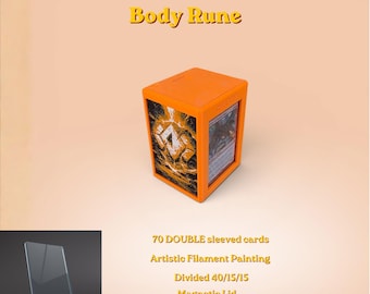 Caja para mazos de TCG con tapa magnética y diseño de runa corporal Glyphbound / Compatible con Riftbound: League of Legends, MTG Draft y más / 70 cartas con doble funda