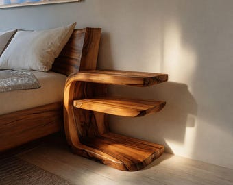 Modernes rustikales Schlafzimmer Minimalist Nachttisch aus Holz
