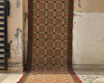 Tapis de course kilim - chemin d'escalier géométrique, chemin de couloir en laine de jute fait main, chemin de table en jute de cuisine d'entrée sud-ouest rustique