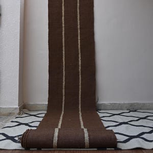 Alfombra Kilim tejida a mano para escaleras - Alfombra de yute vintage a rayas marrones para escaleras, alfombra para exteriores e interiores, pasillo, entrada, cocina, alfombra personalizada