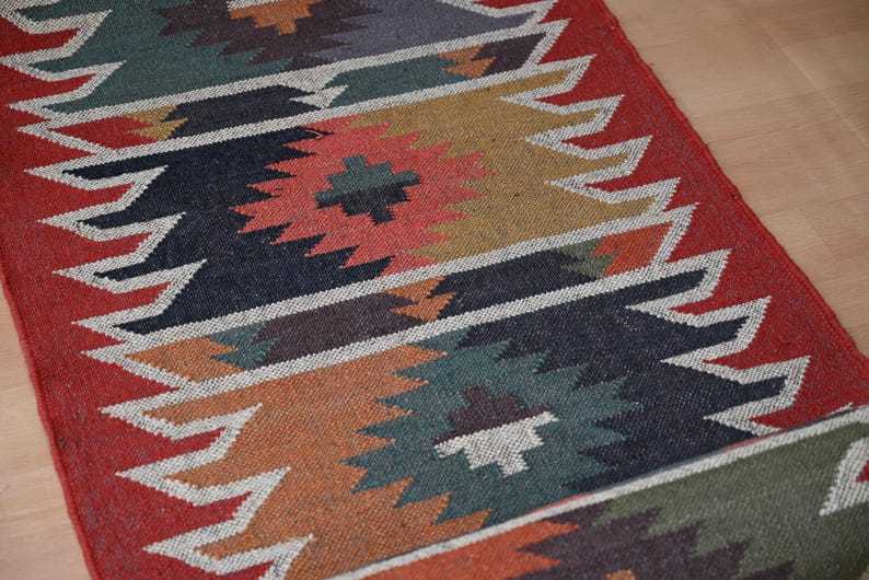 Stair Runner Rug Pattern Multicolor Kilim Runner - Handmade Wool Jute . Modern Turkish Hallway ...