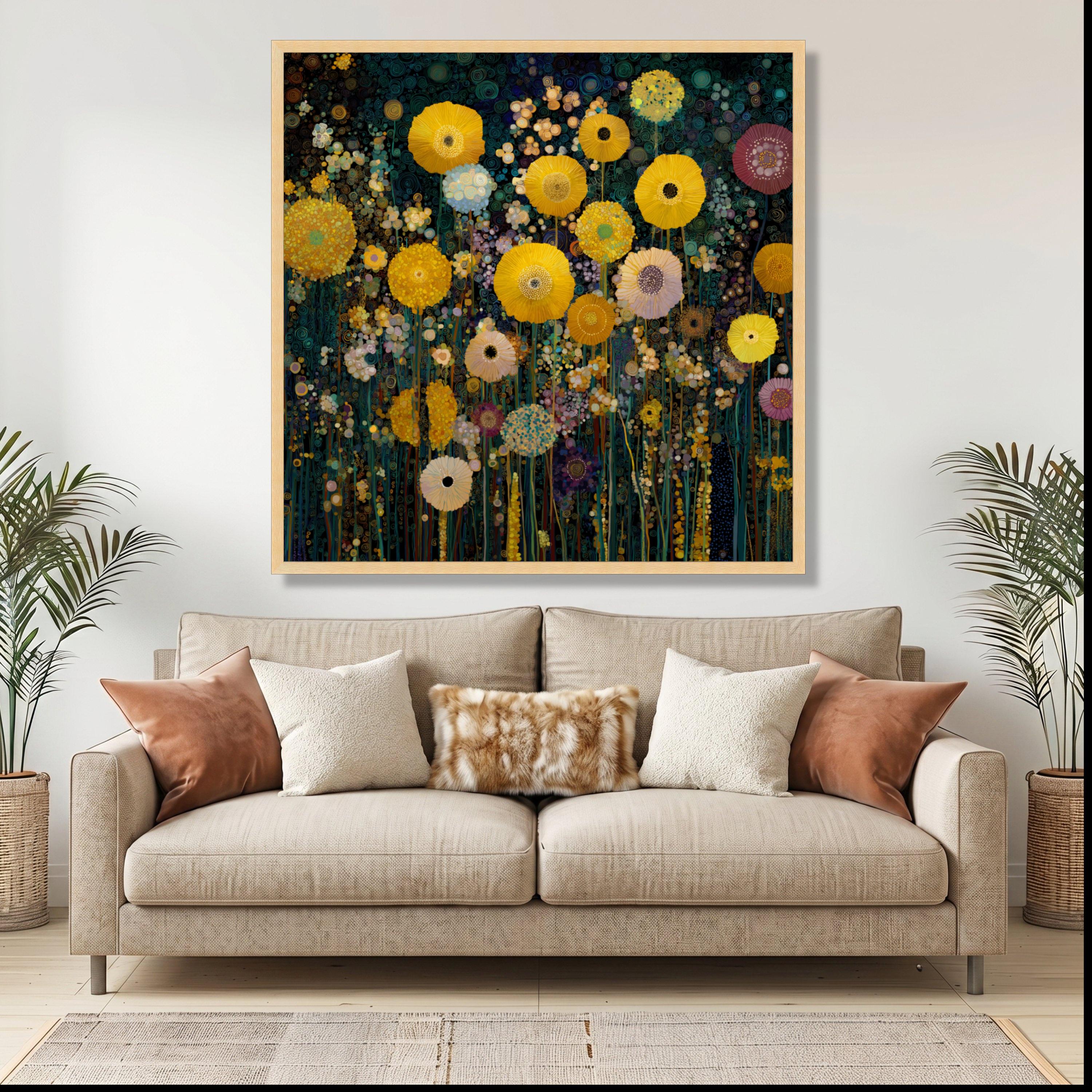 Gustav Klimt Floral Canvas Wall Art, Abstract Garden Flowers, Museum ...