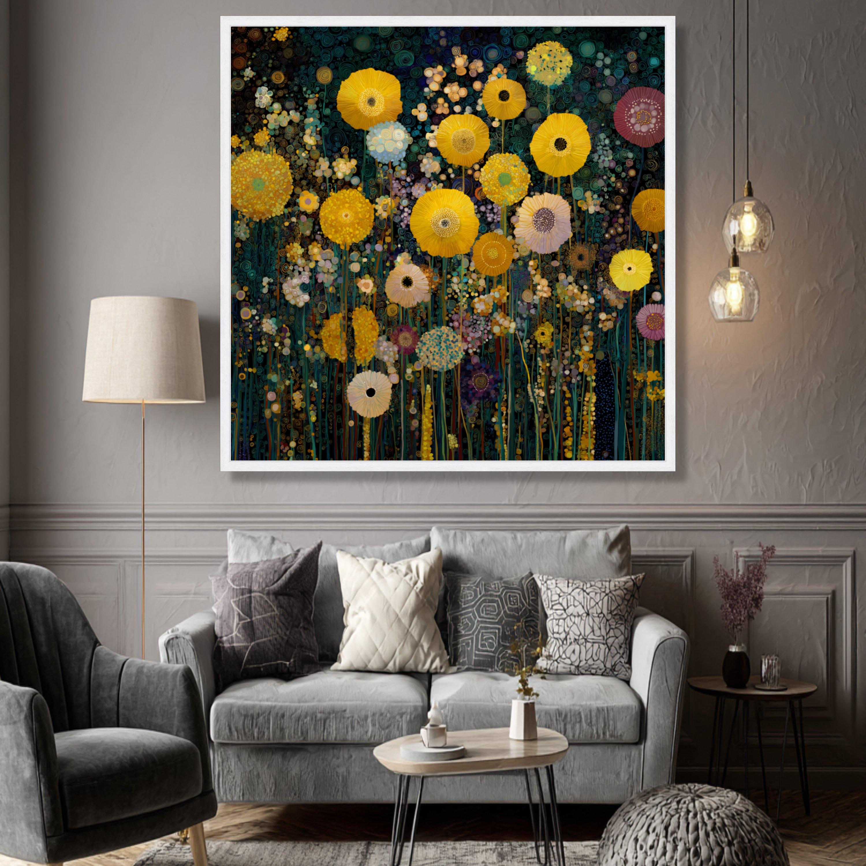 Gustav Klimt Floral Canvas Wall Art, Abstract Garden Flowers, Museum ...