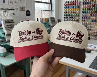 Daddy Needs A Cigarette Embroidered Hat, Girl Dad Fathers Day Gift Cap