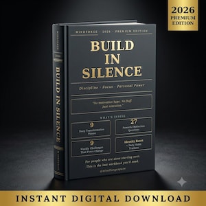 Build in Silence Workbook / Diario di disciplina e concentrazione / Sviluppo personale in 9 fasi / Monitoraggio delle abitudini / Ripristino dell'identità / Download PDF
